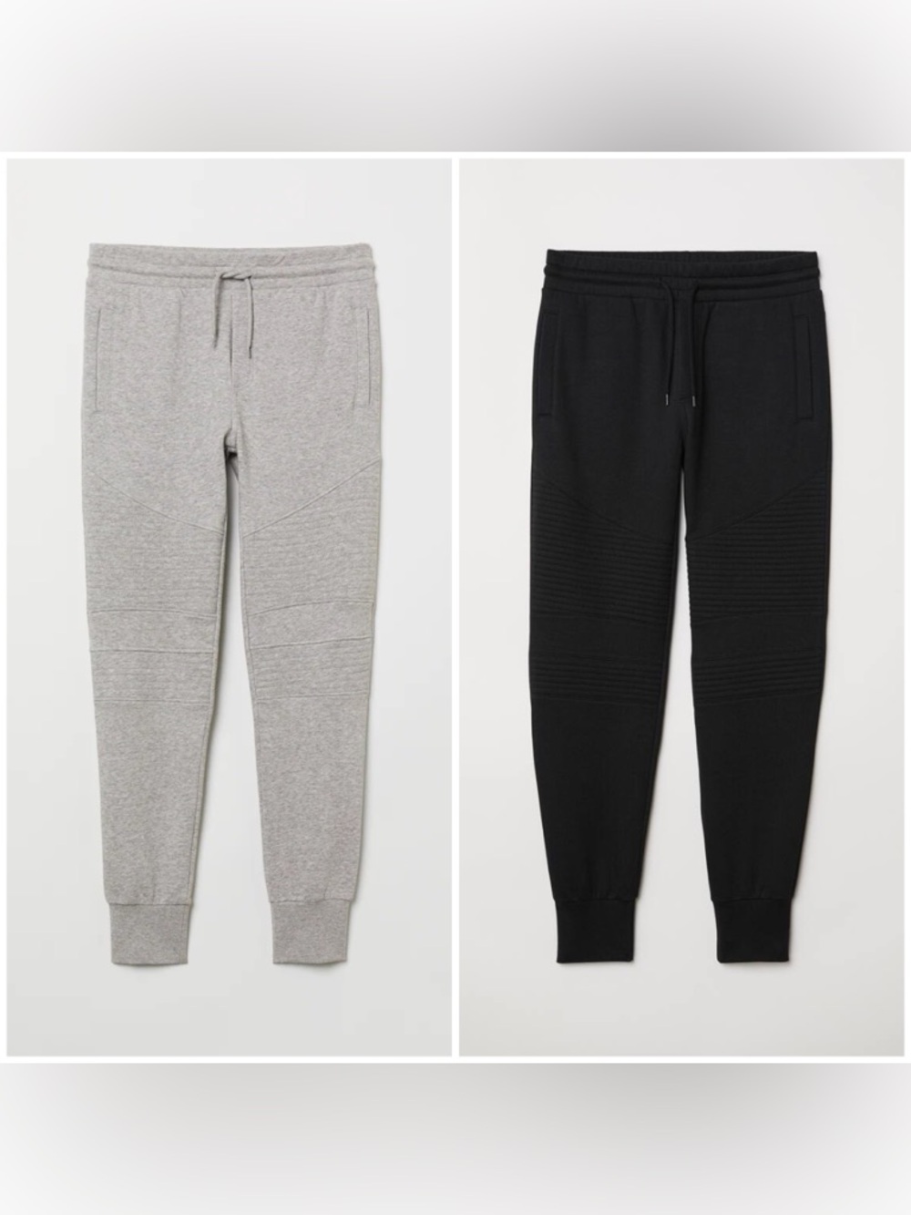 2 FOR 1: H&M Men's Black AND Grey Biker Joggers with Drawstring Waist! Size XL.